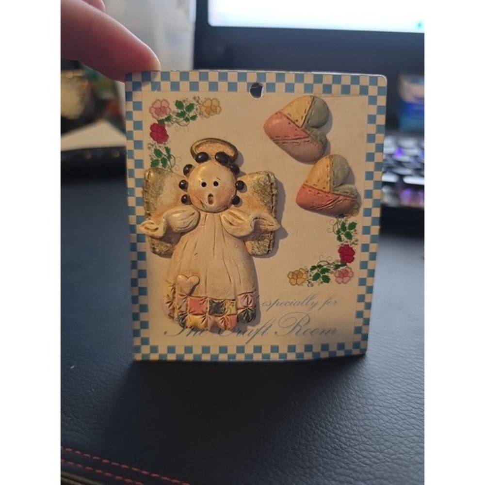 Patchwork Pastel Angel Pin‎ With Matching Earrings New
